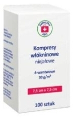 Kompresy włókninowe niejałowe ABC 30G 4war 7,5 cm x 7,5 cm 100 sztuk