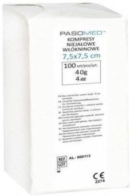 Kompresy włókninowe niejałowe PASOMED 7,5 x 7,5 cm 100 sztuk