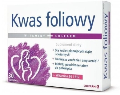 Kwas foliowy 400 mcg 30 tabletek