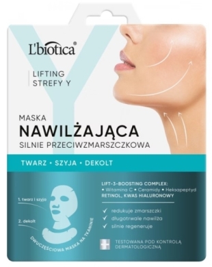 L'BIOTICA LIFTING STREFY Y Nawilżająca Maska do twarzy silnie przeciwzmarszczkowa 1 sztuka