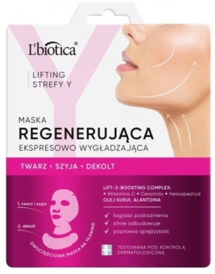 L'BIOTICA LIFTING STREFY Y Regenerująca Maska do twarzy ekspresowo wygładzająca