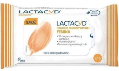 LACTACYD FEMINA Chusteczki do higieny intymnej 15 sztuk