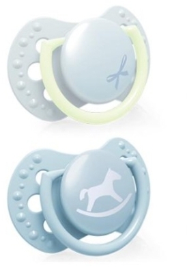 LOVI Smoczek silikonowy dynamiczny 0-2m Baby Shower Boy 2 sztuki