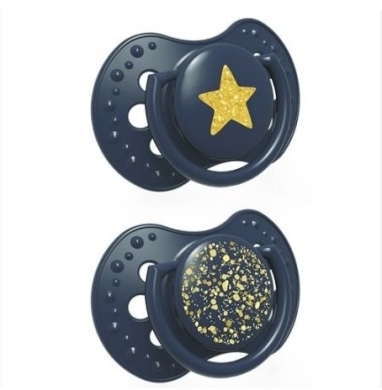 LOVI smoczek silikonowy dynamiczny 18m+ Stardust Blue 2 sztuki 22/895