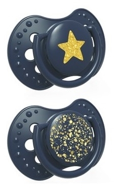 LOVI smoczek silikonowy dynamiczny 6-18 m Stardust Blue 2 sztuki 22/894