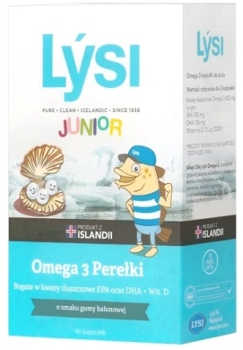 LYSI Junior Omega 3 Perełki o smaku gumy balonowej 60 kapsułek