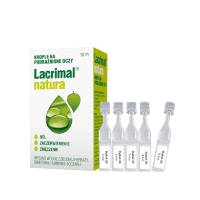 Lacrimal natura krople do oczu 10 ml + Hyabak UD krople nawilżające do oczu i soczewek 5 minimsów po 0,4 ml