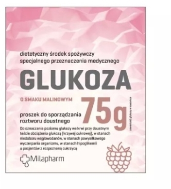 MILAPHARM Glukoza o smaku malinowym 75 g