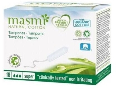 Masmi Organiczne bawełniane tampony Super 18 sztuk