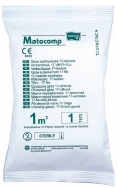 Matocomp Gaza Opatrunkowa Bawełniana Jałowa 17-nitkowa 1m2 1szt.