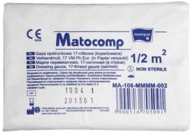 Matocomp Gaza Opatrunkowa Bawełniana Niejałowa 17-nitkowa 1/2 m2