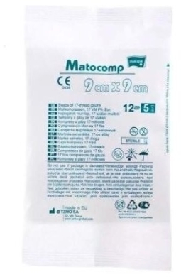 Matocomp Kompresy z Gazy Jałowej 17 nitek 12 warstw 9x9cm 5 sztuk