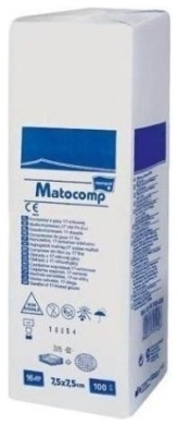 Matocomp Kompresy z gazy 17 nitkowej niejałowe 8 warstwowe 7,5x7,5cm 100 sztuk