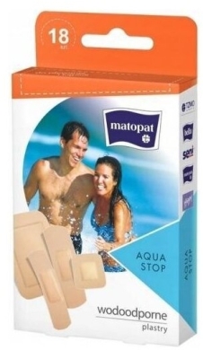 Matopat Aqua Stop Zestaw Plastrów Wodoodpornych z Opatrunkiem 18 sztuk