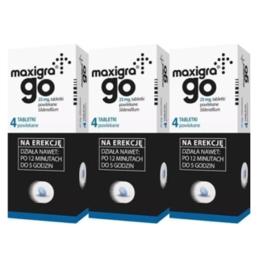 Maxigra Go 0,025 g 4 tabletki powlekane Wielopak x3