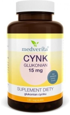 Medverita Cynk glukonian 15 mg 180 kapsułek