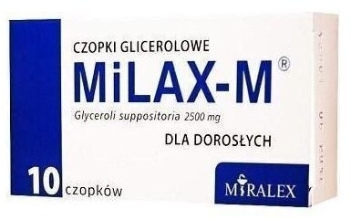 MiLAX-M Czopki glicerolowe dla dorosłych 10 sztuk