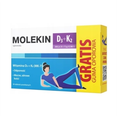 Molekin D3K2 30 tabletek + guma oporowa