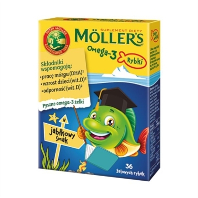 Moller's Omega-3 Rybki jabłkowe żelki 36 sztuk