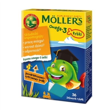 Mollers Omega-3 Rybki pomarańczowo-cytrynowe żelki 36 sztuk