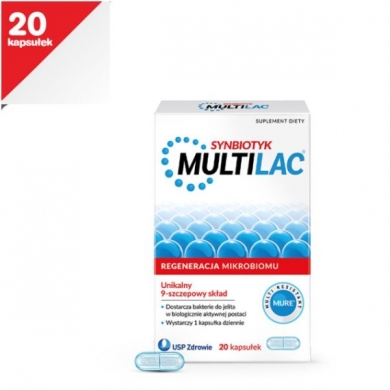 Multilac Synbiotyk (Probiotyk + Prebiotyk) Zestaw: 2x20 kapsułek 