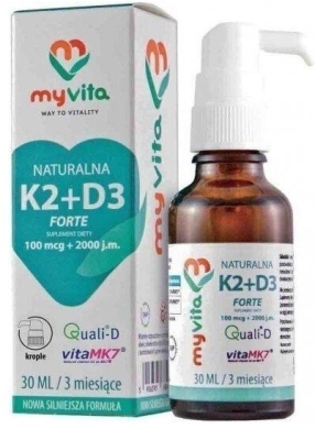 MyVita Naturalna witamina K2 100 mcg + D3 2000 j.m. Forte krople 30 ml