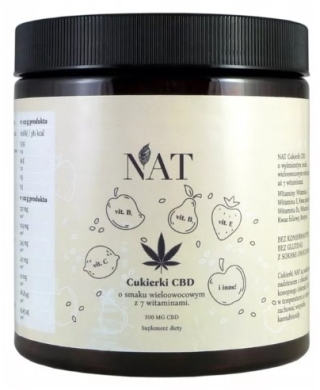 NAT Cukierki CBD z 7 witaminami 300 mg 60 sztuk