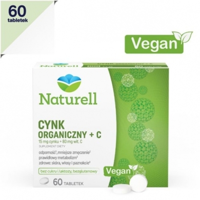 NATURELL Cynk organiczny + C  60 tabletek
