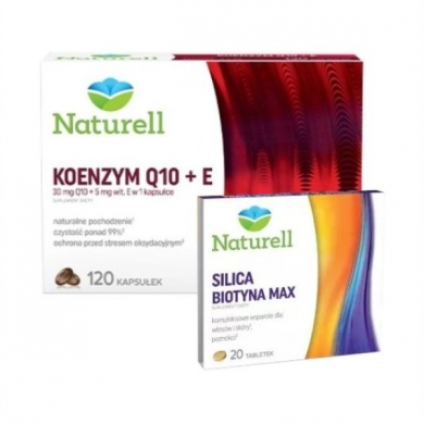 NATURELL Koenzym Q-10 + E 120 kapsułek + Silica Biotyna Max Naturell 20 tabletek