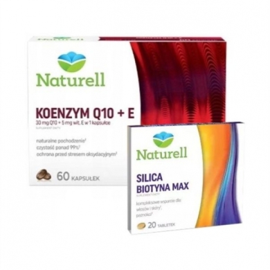 NATURELL Koenzym Q-10+E 60 kapsułek + Silica Biotyna Max Naturell 20 tabletek