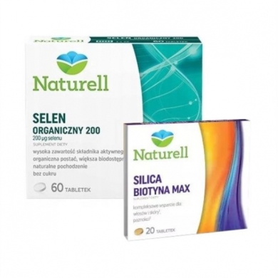 NATURELL Selen Organiczny 200 60 tabletek + Silica Biotyna Max Naturell 20 tabletek