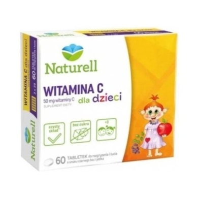 NATURELL Witamina C dla dzieci 2x60 tabletek + Karty do gry dla dzieci "Wyzwania czy pytania"