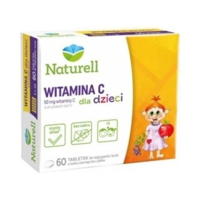 NATURELL Witamina D + C dla dzieci 60+60 tabletek  + Karty do gry dla dzieci "Wyzwania czy pytania"