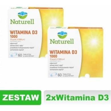 NATURELL Witamina D3 1000 60 tabletek Zestaw: 2x60 tabletek