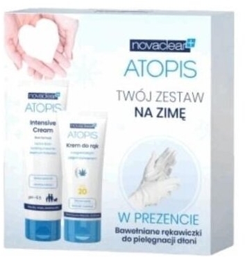 NOVACLEAR ATOPIS Zestaw na Zimę; krem do twarzy i ciała + krem do rąk + rękawiczki bawełniane