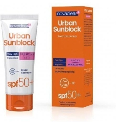 NOVACLEAR URBAN SUNBLOCK SPF50 Krem ochronny skóra wrażliwa 40 ml