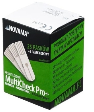 NOVAMA MULTICHECK PRO+ Paski testowe do kwasu moczowego BK-U1 25 sztuk