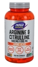 NOW FOODS Arginine 500 mg & Citruline 250 mg 240 kapsułek