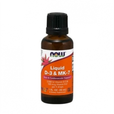 NOW FOODS Witamina D-3 i K2 MK-7 krople 30 ml