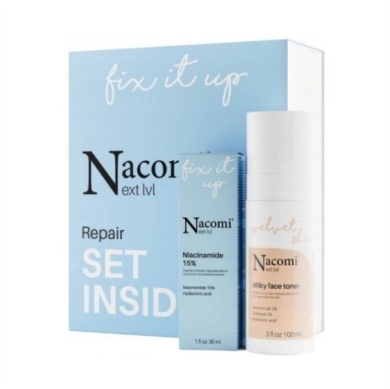 Nacomi Next LVL Zestaw Repair Next Level Niacynamidy 15 % 30 ml+ Tonik mleczny nawilżający 100 ml