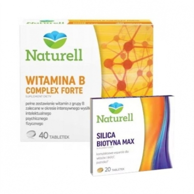 Naturell Witamina B Complex Forte 40 tabletek + Silica Biotyna Max Naturell 20 tabletek