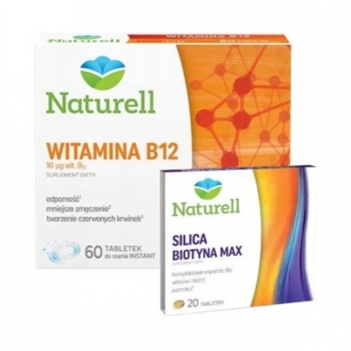 Naturell Witamina B12 60 tabletek do ssania + Silica Biotyna Max Naturell 20 tabletek
