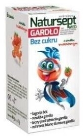 Natursept Med gardło lizaki bez cukru o smaku truskawkowym 6 sztuk