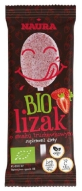 Naura Lizak pudrowy BIO truskawka 6 g