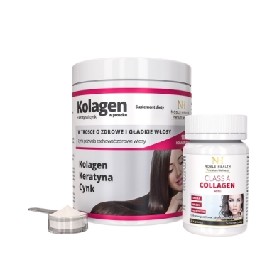 Noble Health Kolagen + keratyna i cynk 100 g + Noble Health Class A Collagen 30 kapsułek