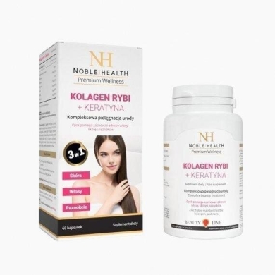 Noble Health Kolagen rybi + keratyna 60 kapsułek
