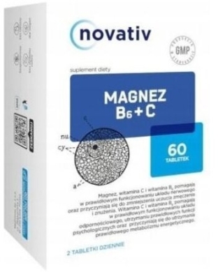 Novativ Magnez B6 + C 60 tabletek