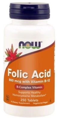Now Foods Kwas foliowy + B12 250 tabletek