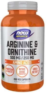 Now Foods L-Arginina 500 mg + L-Ornityna 250 kapsułek