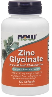 Now Foods Zinc glycinate Chelat cynku + olej z pestek dyni 120 kapsułek